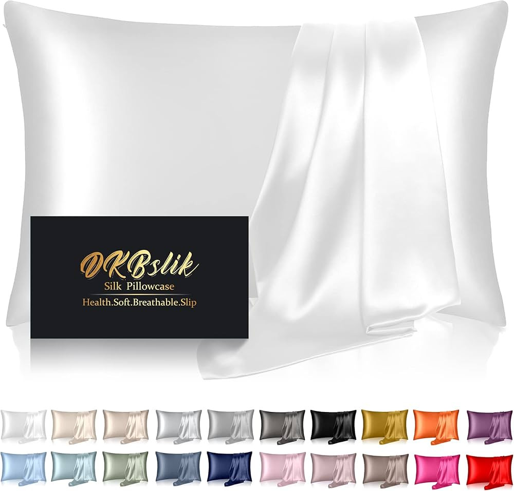 Silk Pillowcase for Hair and Skin, Mulberry Silk Pillow Cases Standard Size, Anti Acne Cooling Sl... | Amazon (CA)