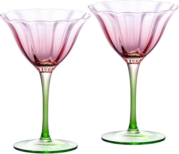 KAMMAK Martini Glasses Set of 2, 5.75 oz Clear Crystal Cocktail Glasses with Stem, Reusable Cockt... | Amazon (US)