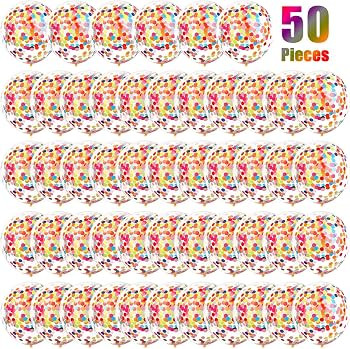 50 Pieces Rainbow Multicolor Confetti Balloons 12 Inches Latex Balloon with Bright Colorful Confe... | Amazon (US)