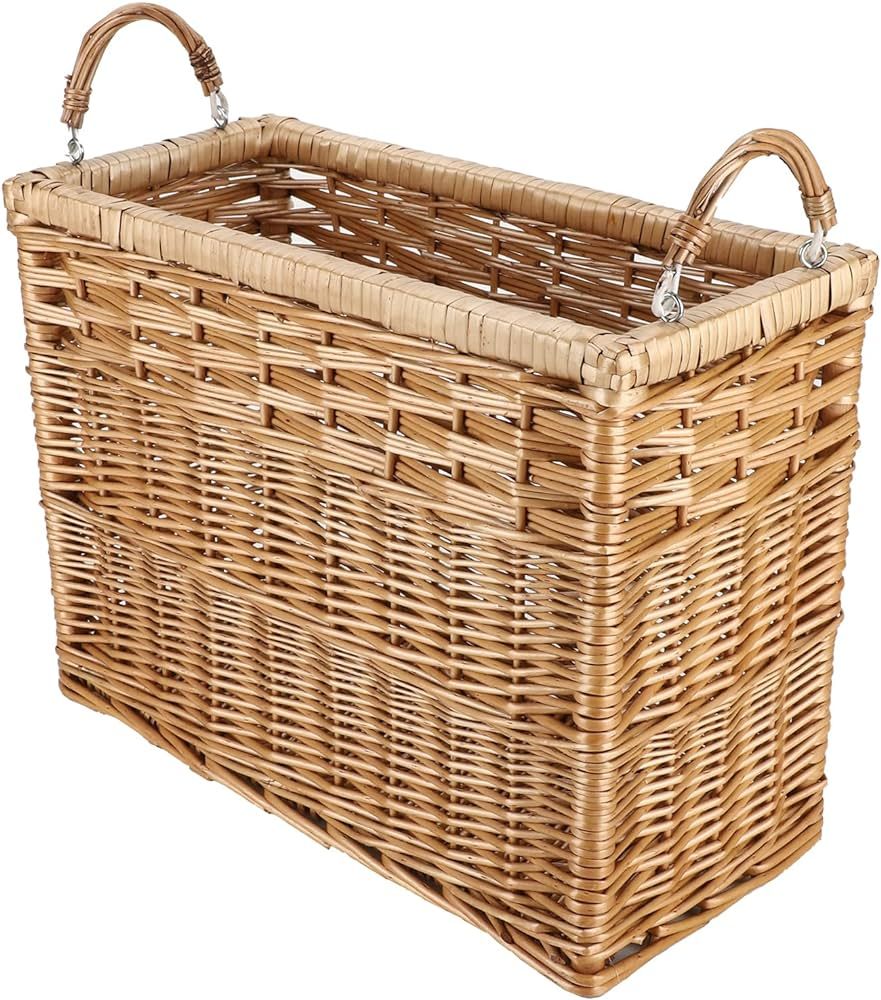 YAHUAN Natural Wicker Storage Basket with Built-in Handles Stair Basket Magazine Basket Large Wic... | Amazon (US)