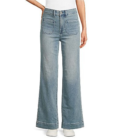 Faherty Stretch Terry High Rise Wide Leg Front Patch Pocket Jeans - 29 | Dillard's
