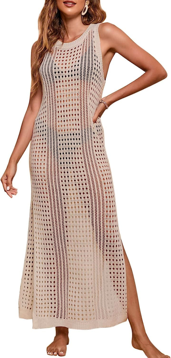 shermie Women's Long Swimsuit Cover Up Crochet Beach Swimwear Cover ups | Amazon (US)