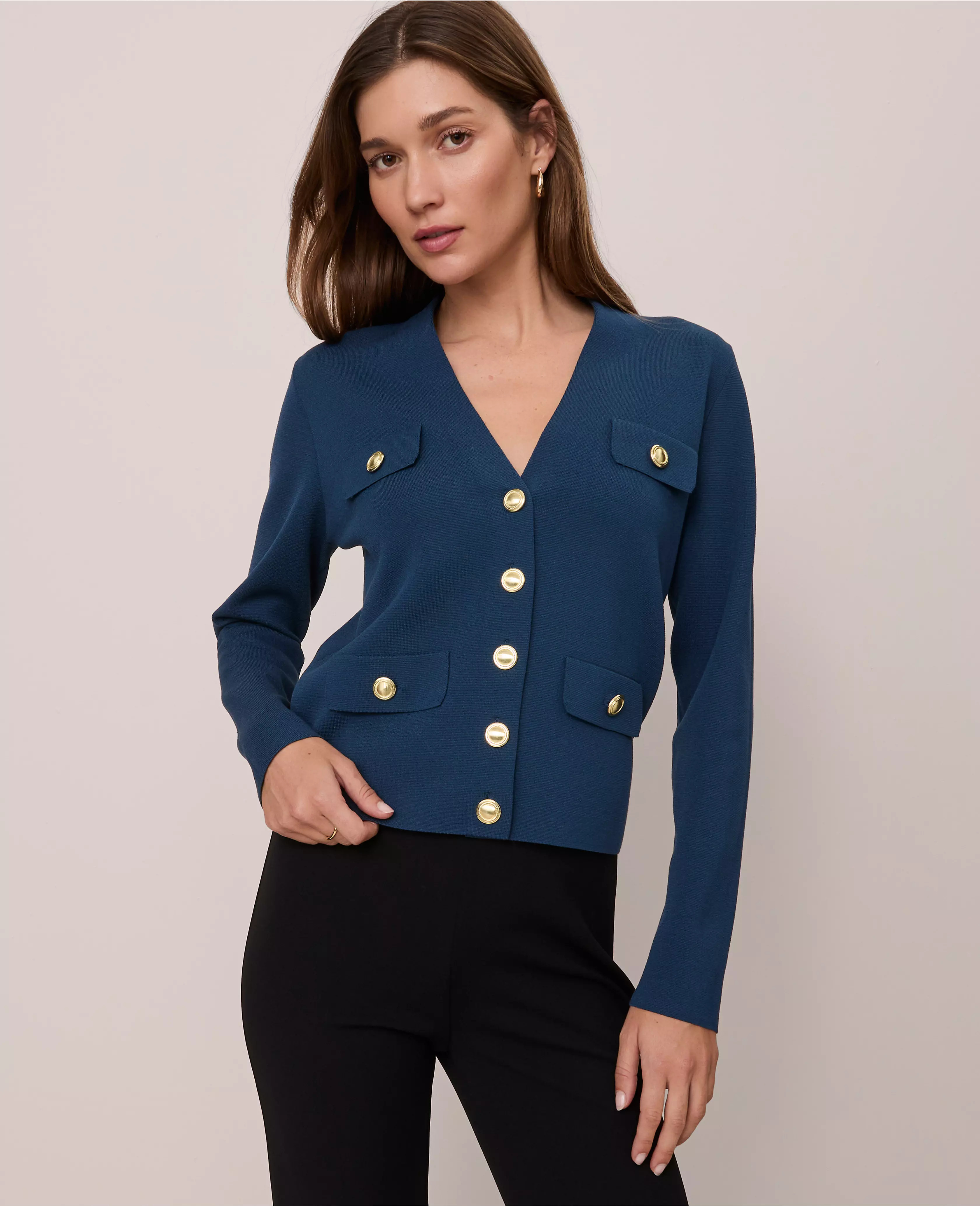 V-Neck Sweater Jacket | Ann Taylor