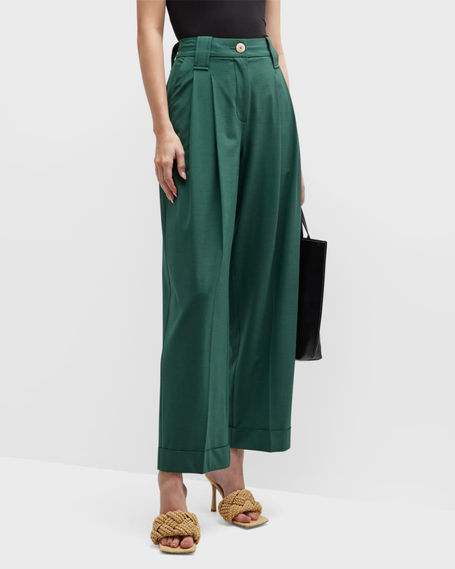 Ganni Drapey Melange Cropped Pants | Neiman Marcus