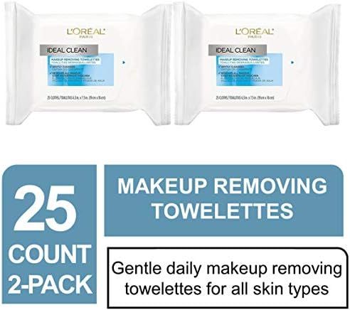 L'Oreal Paris Skin Care Ideal Clean Makeup Removing Facial Towelettes, 2 Count | Amazon (US)