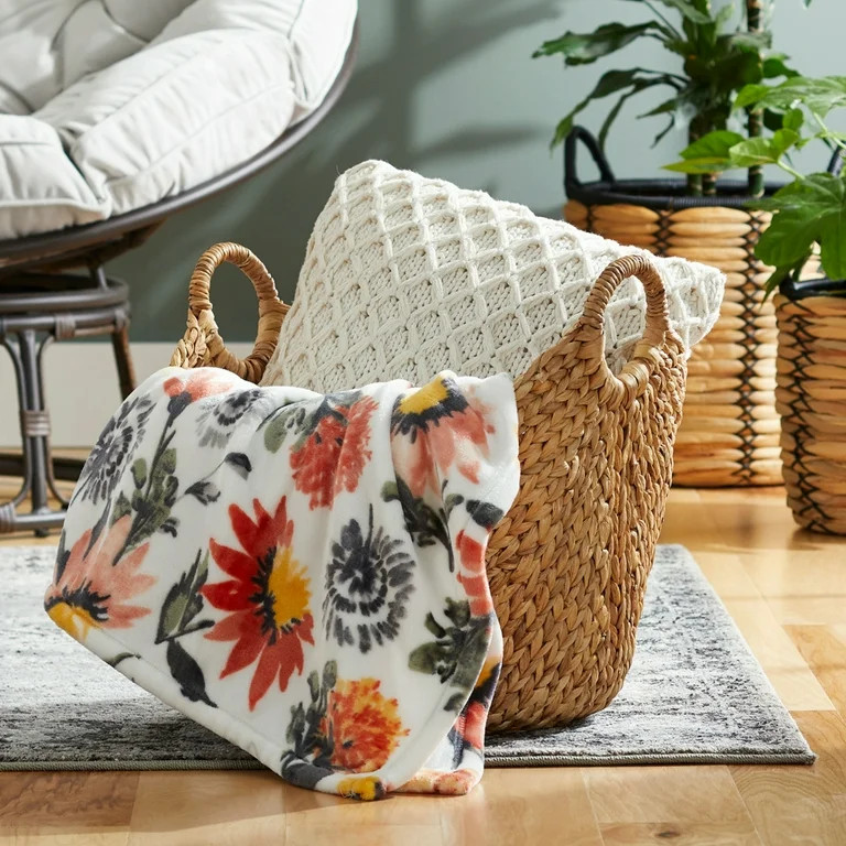 Better Homes & Gardens Large Natural Water Hyacinth Boat Basket | Walmart (US)