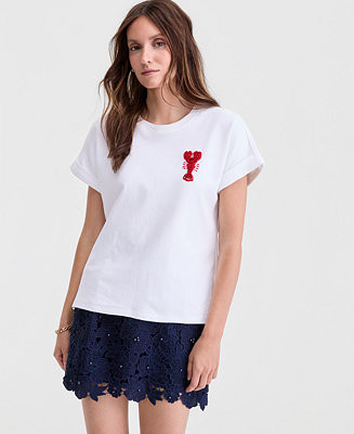Women's Embellished Lobster Graphic T-Shirt, Macy's Exclusive | Macy's