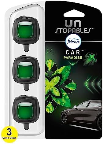 Febreze Car Air Fresheners, Unstopables Paradise Scent, Fighter for Strong Odor, Car Vent Clips (3 Count) | Amazon (US)