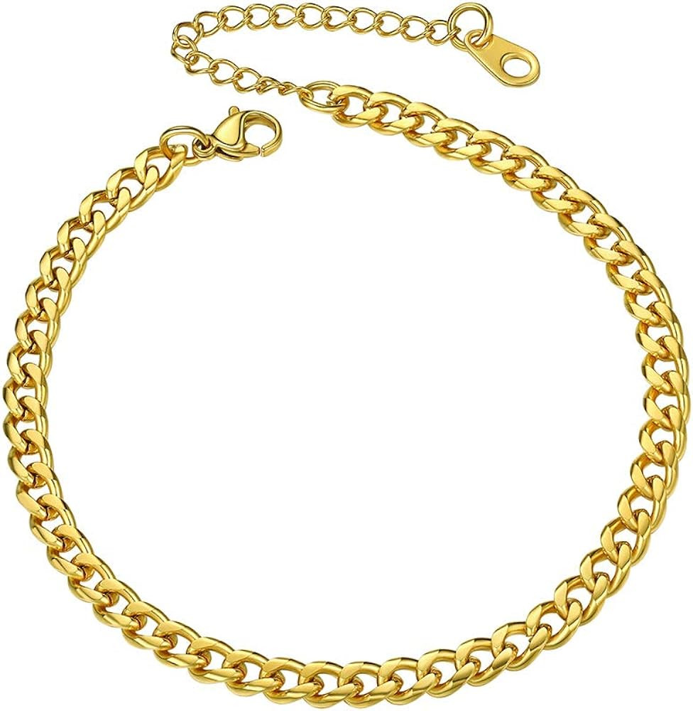 PROSTEEL Stainless Steel Chain Anklets for Men Women, Silver/Gold Tone, Ankle Bracelets Hypoallergen | Amazon (US)