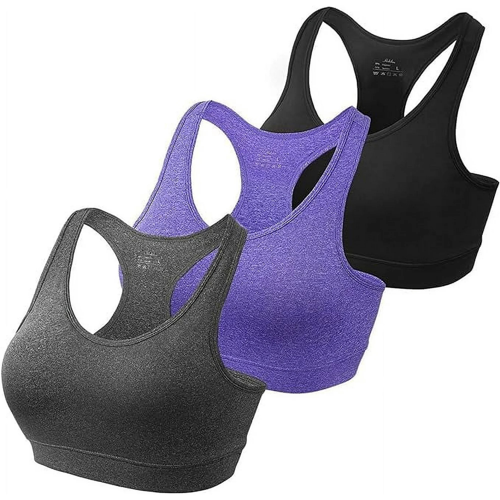 HBlife Racerback Sports Bras for Women, Padded Seamless High Impact Support for Yoga Gym Runing W... | Walmart (US)