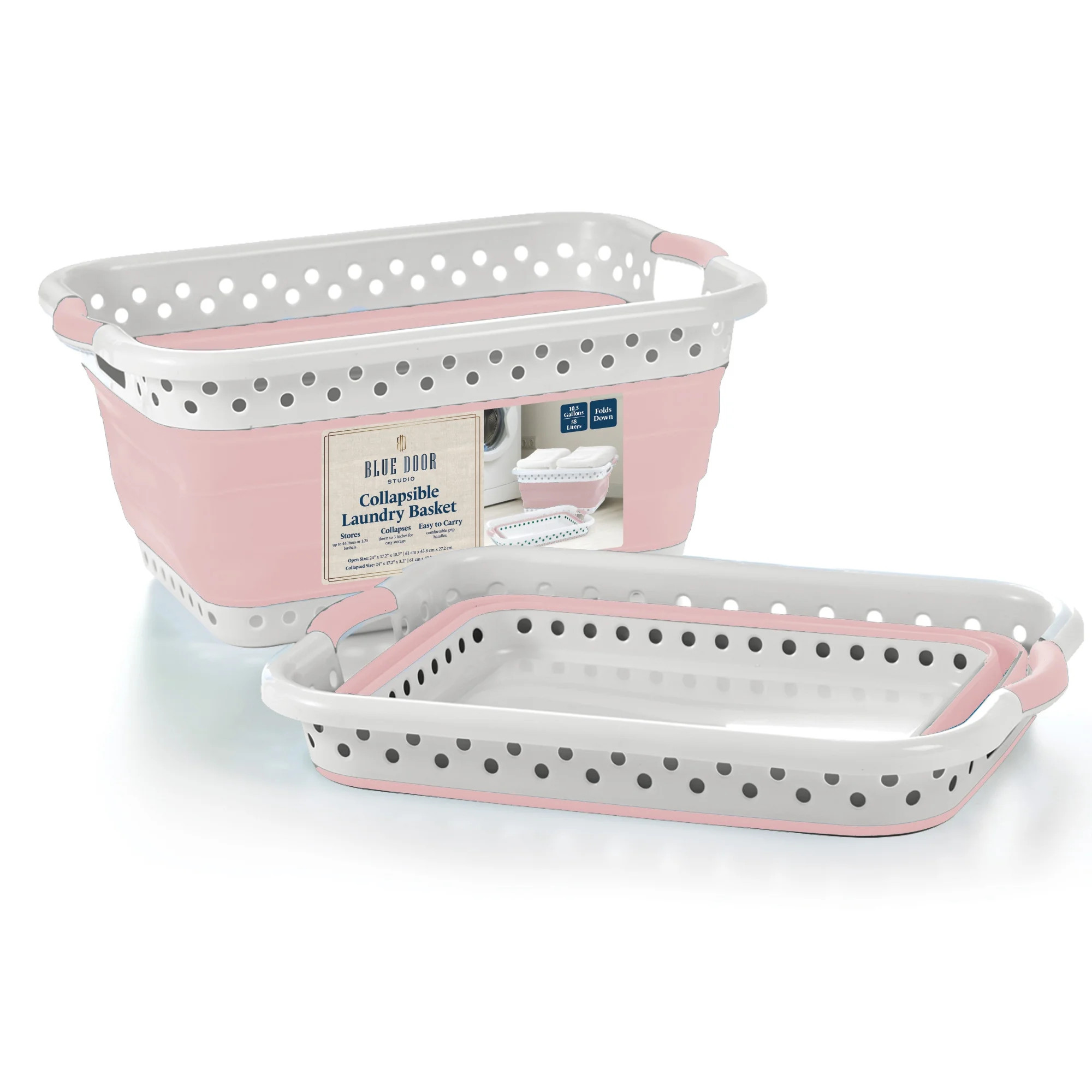 Blue Door Collapsible Laundry Basket Portable Pop Up Plastic Laundry Hamper with Dual Grip, 10.5-... | Walmart (US)