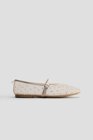 H & M - Rhinestone Studded Mesh Ballet Flats - White | H&M (AU)