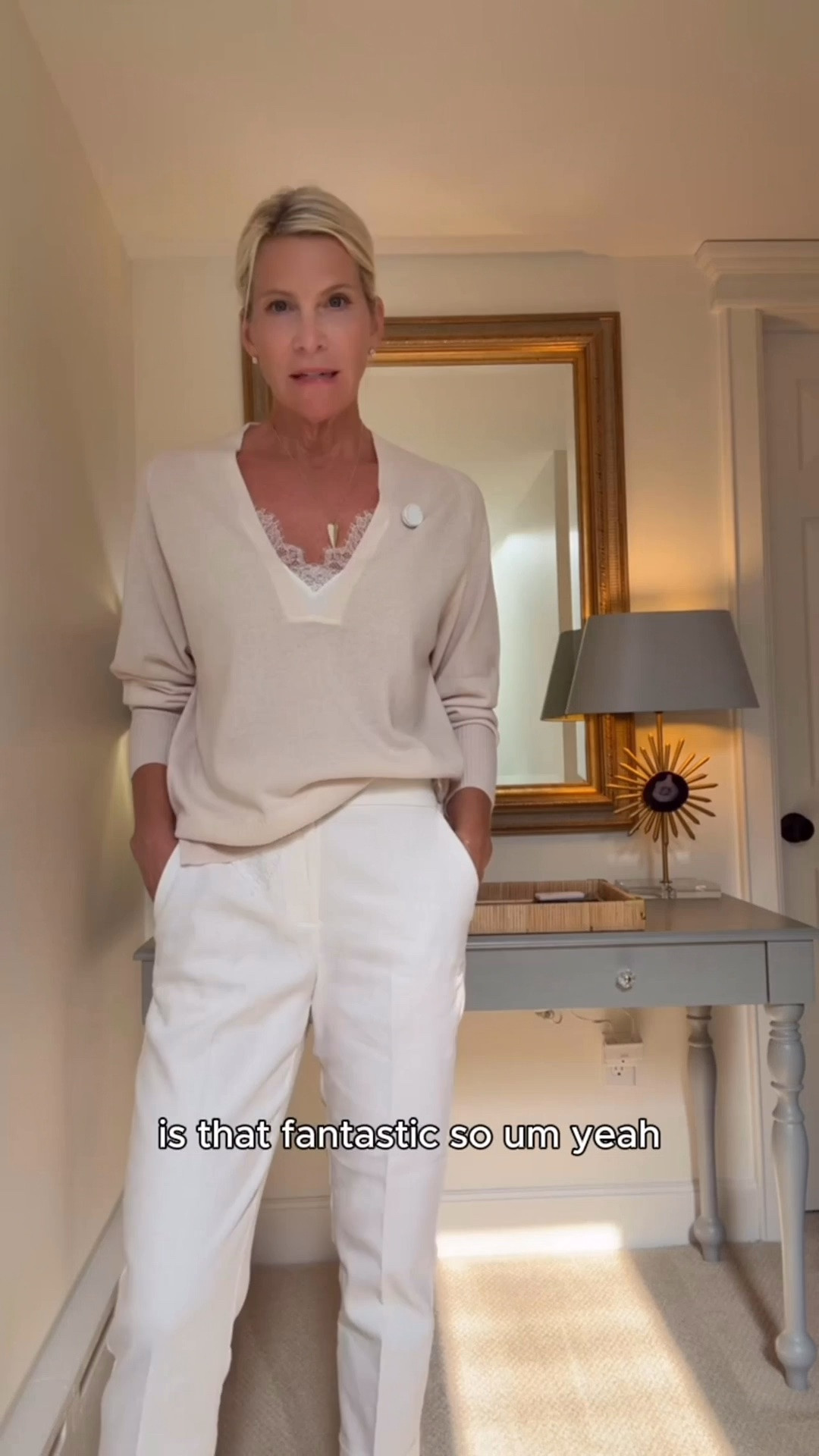 I bought this cashmere sweater before the weather was ready for it...because I knew I wouldn't want to miss it! 🤍 I love it layered over a lace cami for now, and it'll be one of those timeless pieces I'll wear all fall and winter long.

👩‍💻 LTK PRO TIPS
❤️ Heart = Support my posts ;-)
🔖 Save = Get sale & restock alerts for the things you love!
📋 Lists = Keep favorites organized (List ideas: Christmas, Birthdays, and Vacations!)
📲 Share = Send lists and products to a friend (or your daughters like me).
💬 Comment = Ask me anything, and I'll answer. ;-)

#LTKootd #LTKOver40 #LTKSaleAlert