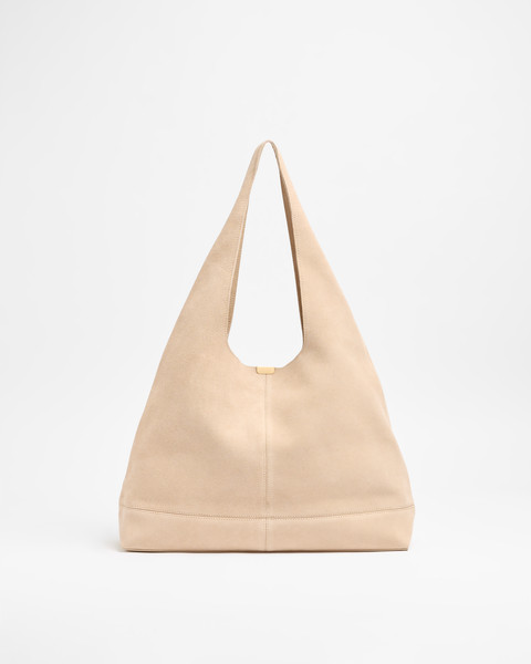 Premium Suede Leather Slouch Shoulder Bag - Sand | Target AU