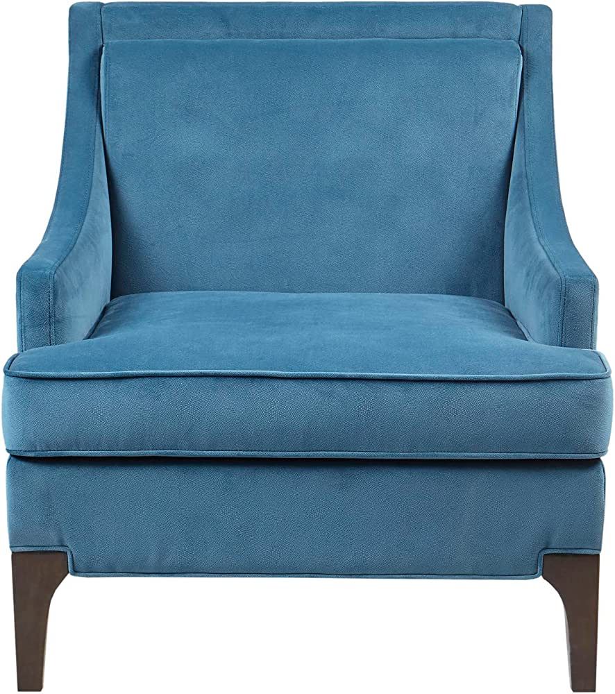 MARTHA STEWART Anna Upholstered Accent Chair, Removable Lumbar Pillow Support, Square Arm, Jacqar... | Amazon (US)