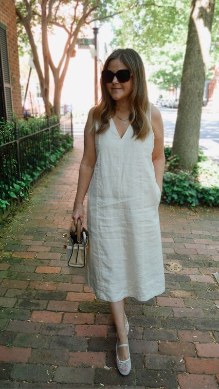 Love this linen dress since it’s starting to get warm here! It also comes in black. These mesh ballet flats are perfect to wear through the summer since they’re super breathable. They also come in a lot of colors!

#LTKshoecrush #LTKSeasonal
