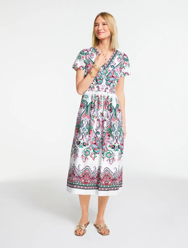 Modern Poplin Midi Dress - Jubilant Paisley | Talbots