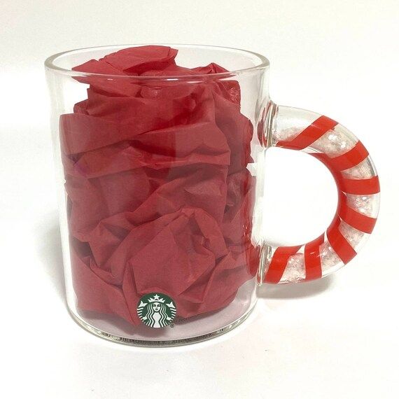 2020 Starbucks Clear Glitter Confetti Christmas Candy Cane Red Stripe Cup 12oz | Etsy (US)