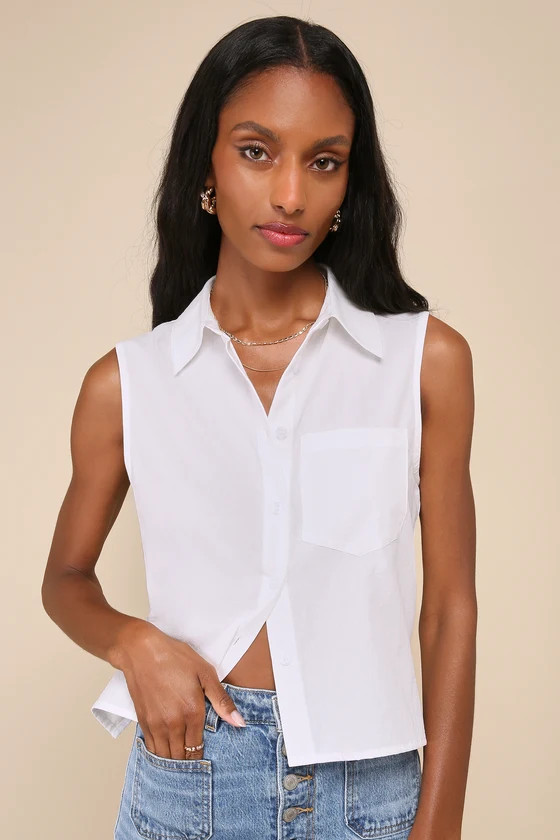 Definite Chicness White Button-Up Top | Lulus