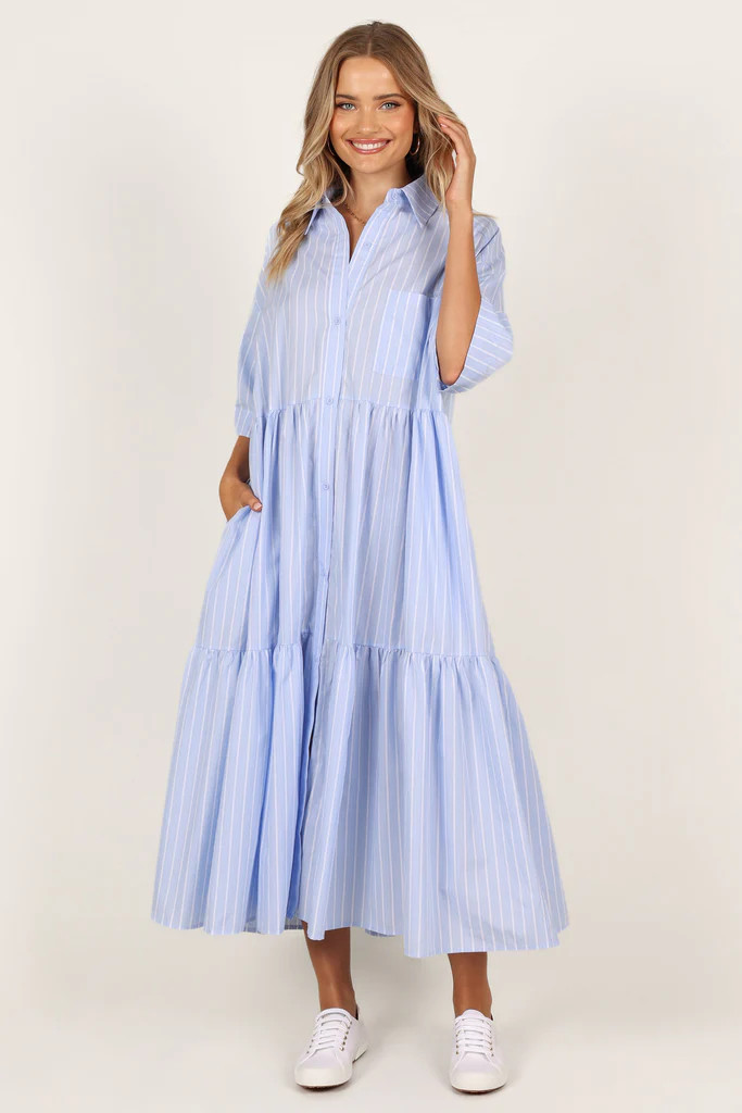 Clover Maxi Dress - Blue Stripe | Petal & Pup (US)