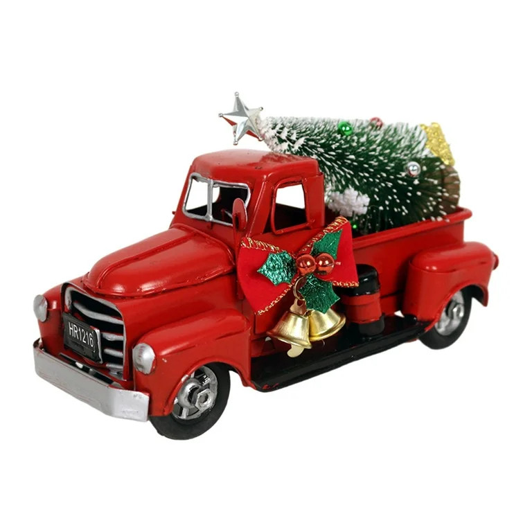 Christmas Red Truck Decor Pickup Truck Model Collectible Figurine Farmhouse Decorative Ornaments ... | Walmart (US)