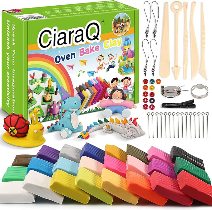 CiaraQ Polymer Clay-Oven Baked Modeling Clay with Sculpting Tools, 24 Colors, 1.2 lbs, Great for ... | Amazon (US)