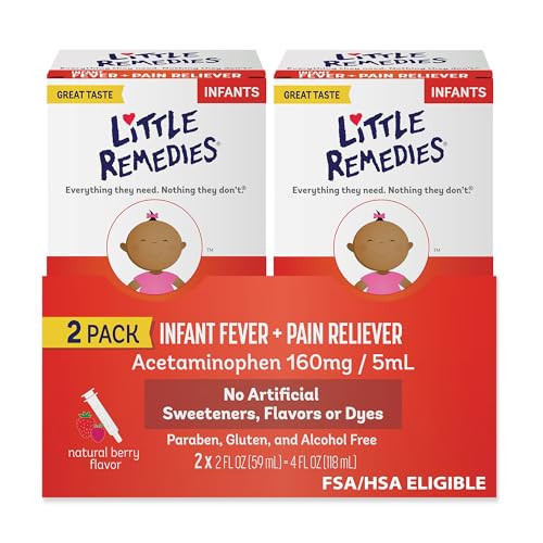 Little Remedies Infant Fever & Pain Reliever, Natural Berry, 2 Fl Oz, 2 Pk | Amazon (US)