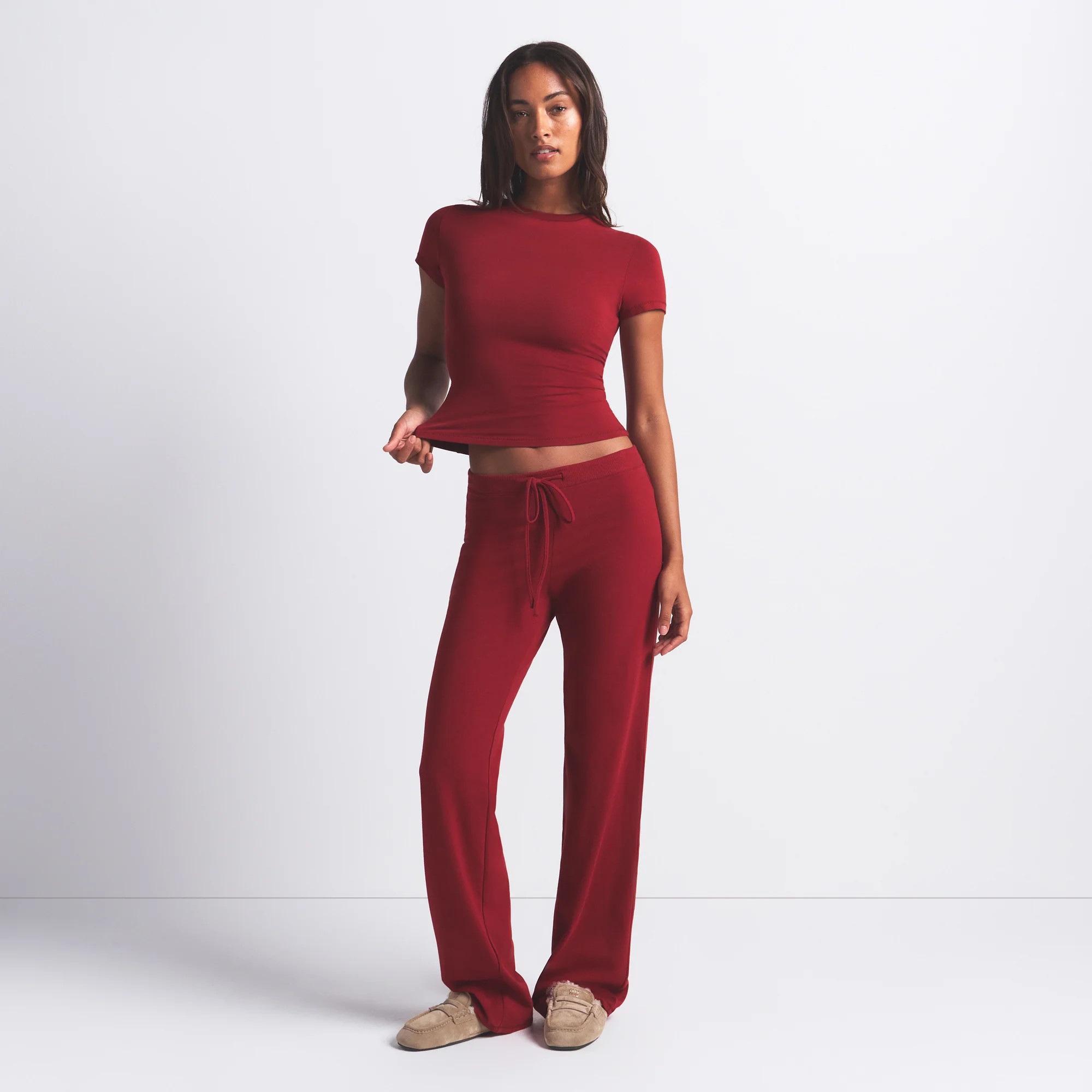 SKIMS Straight Leg Pant | Red | Large | Cotton Jersey | SKIMS (US)