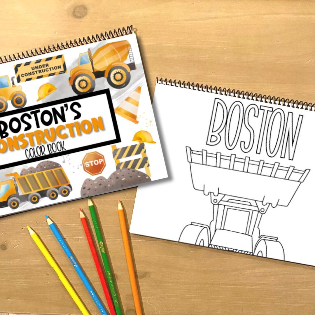 Personalized Construction Color Book, Boy's Gift for Birthday and Holidays, Travel Activities, Tr... | Etsy (US)