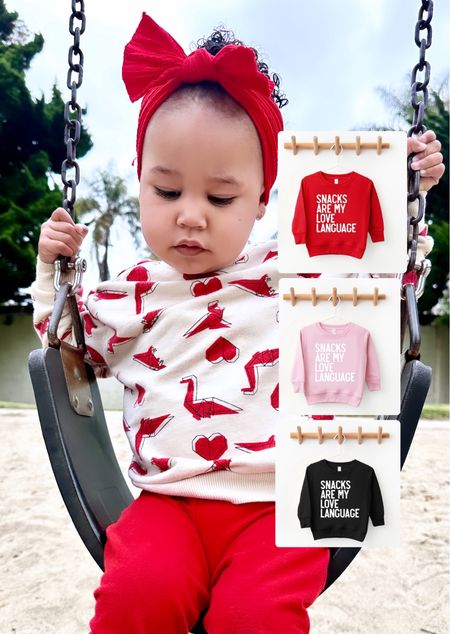 Toddler fashion! ❤️ Iris sweatshirt is sold out but I got you! Look how adorable this option also from target with “snack is my love language” quote! Comes in three colors  

#LTKStyleTip #LTKSaleAlert #LTKKids
