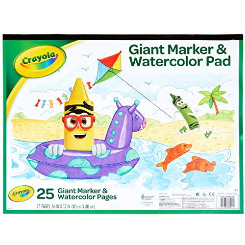 Crayola Giant Marker and Watercolor Pad, Kids Art Supplies, Gift , White includes 1 Pad (25 sheets) | Amazon (US)
