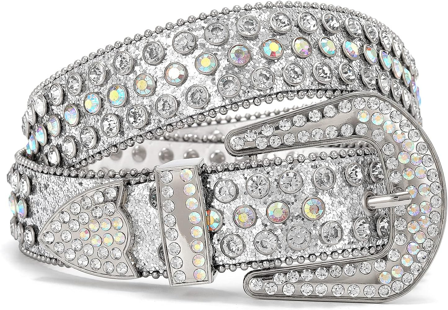 WHIPPY Women Rhinestones Leather Belt Bling Studded Western Cowgirl Waist Belt for Jeans Pants | Amazon (US)