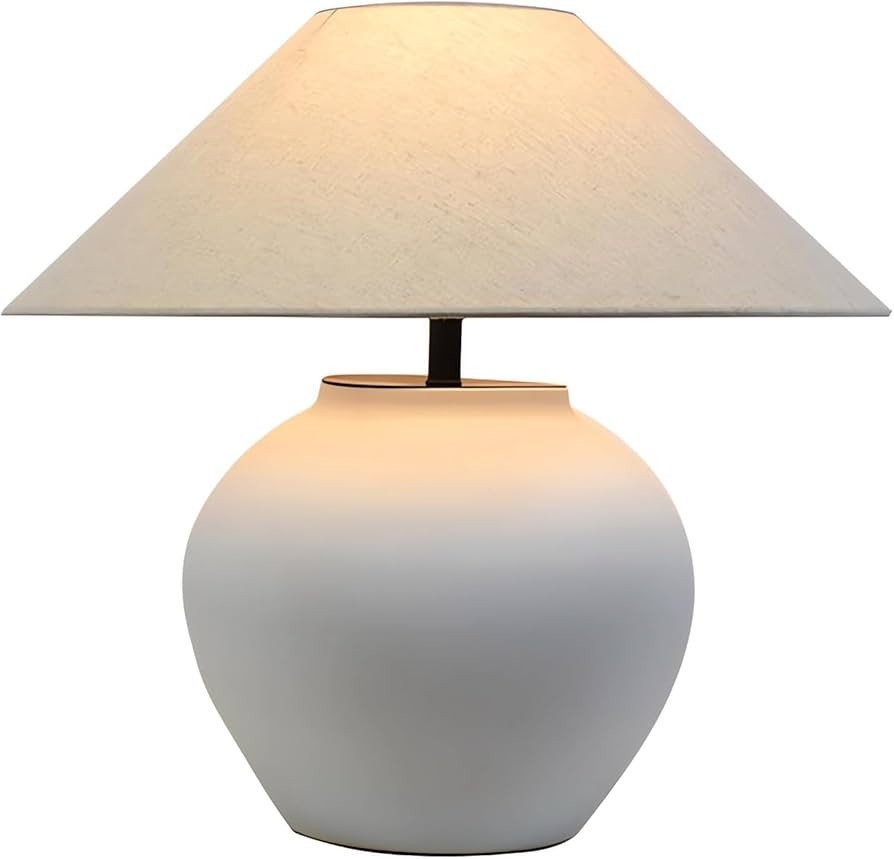 Rustic Farmhouse Table Lamps, Black 21.6” Tall Ceramic Table Lamp, Simple Textured Ceramic Lamp... | Amazon (US)