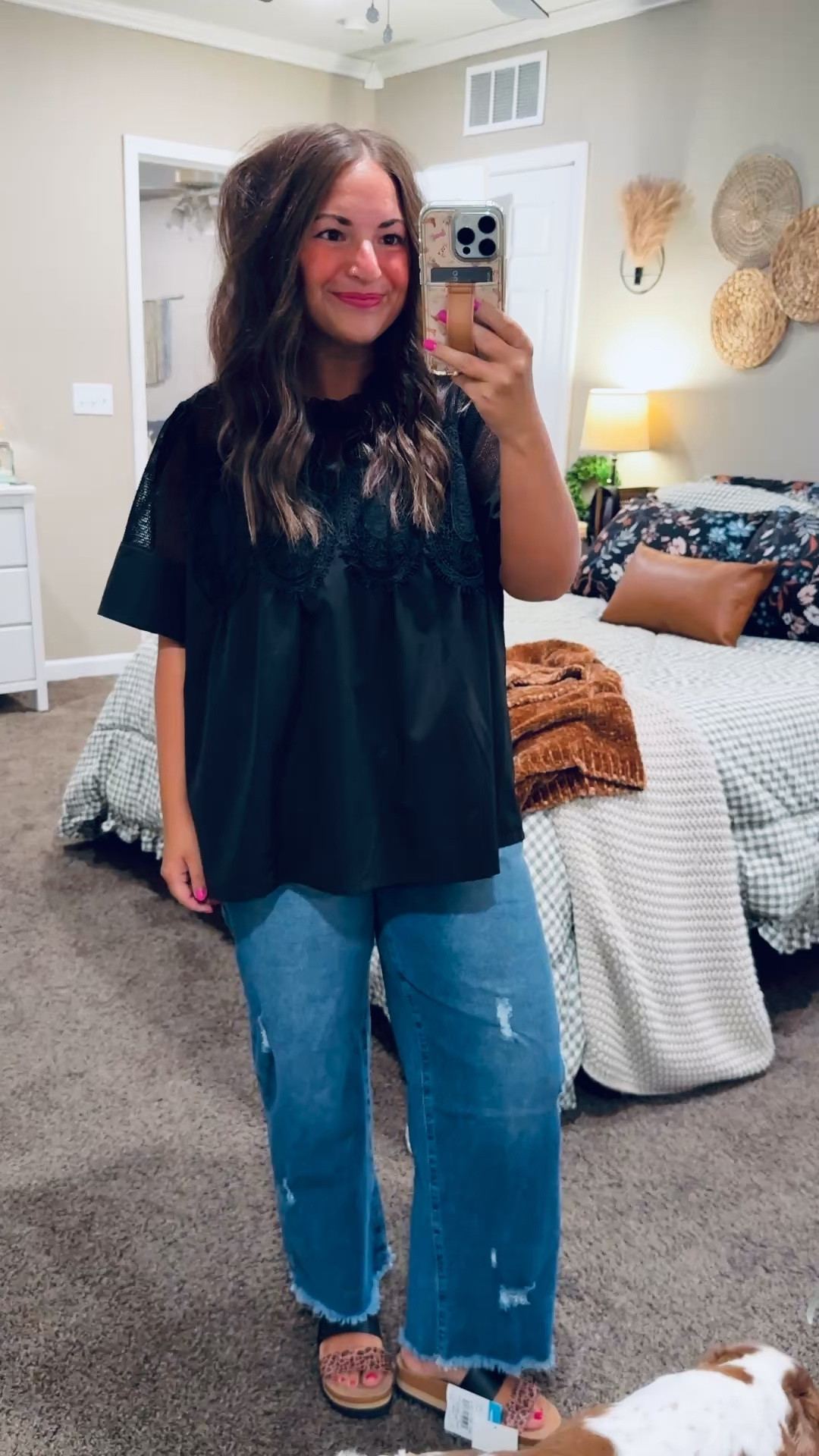 This popular Amazon blouse has the prettiest lace detail! Pair it with jeans for an easy look that can be dressed up or down. 🖤✨


sandals: fit true to size // wearing a 5
jeans: fit true to size // wearing a 12
blouse: fits oversized // wearing an XL 

 #LTKMidsize #LTKWorkwear