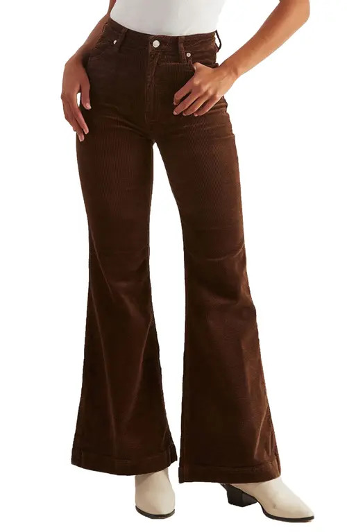 Rolla’s Eastcoast Flare Pants in Brown Cord at Nordstrom, Size 25 | Nordstrom
