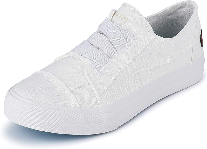 JENN ARDOR Women Fashion Canvas Sneakers Slip On Shoes Low Top Casual Walking Shoes Flats | Amazon (US)