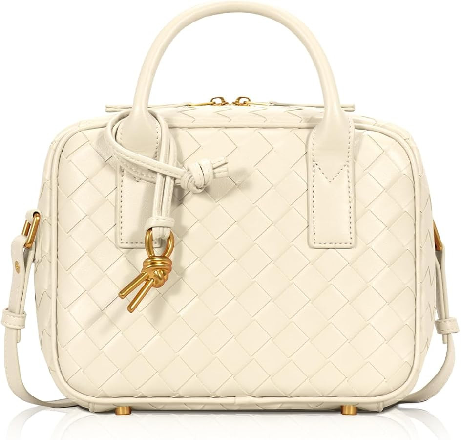 Woven Bag for Women Top Handle Satchel Handbag Crossbody Bag PU Leather Shoulder Bag Woven Purses... | Amazon (US)