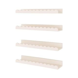 24 in. W x 6 in. D x 6 in. H White Wall-Mounted Scalloped Shelves 4-Pack for Nursery, Kids Room, and Bedroom Decor | The Home Depot
