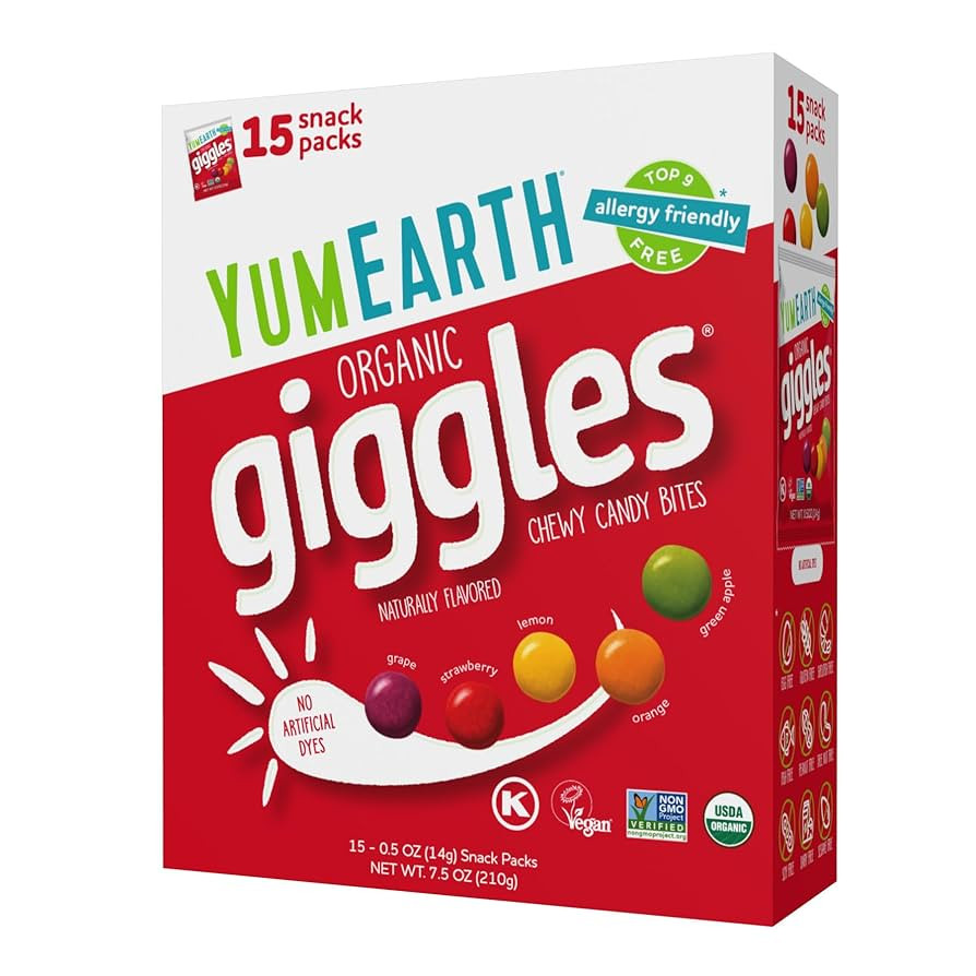 YumEarth Organic Giggles Chewy Candy – Allergy Friendly, No Artificial Dyes, Non GMO, Gluten Fr... | Amazon (US)
