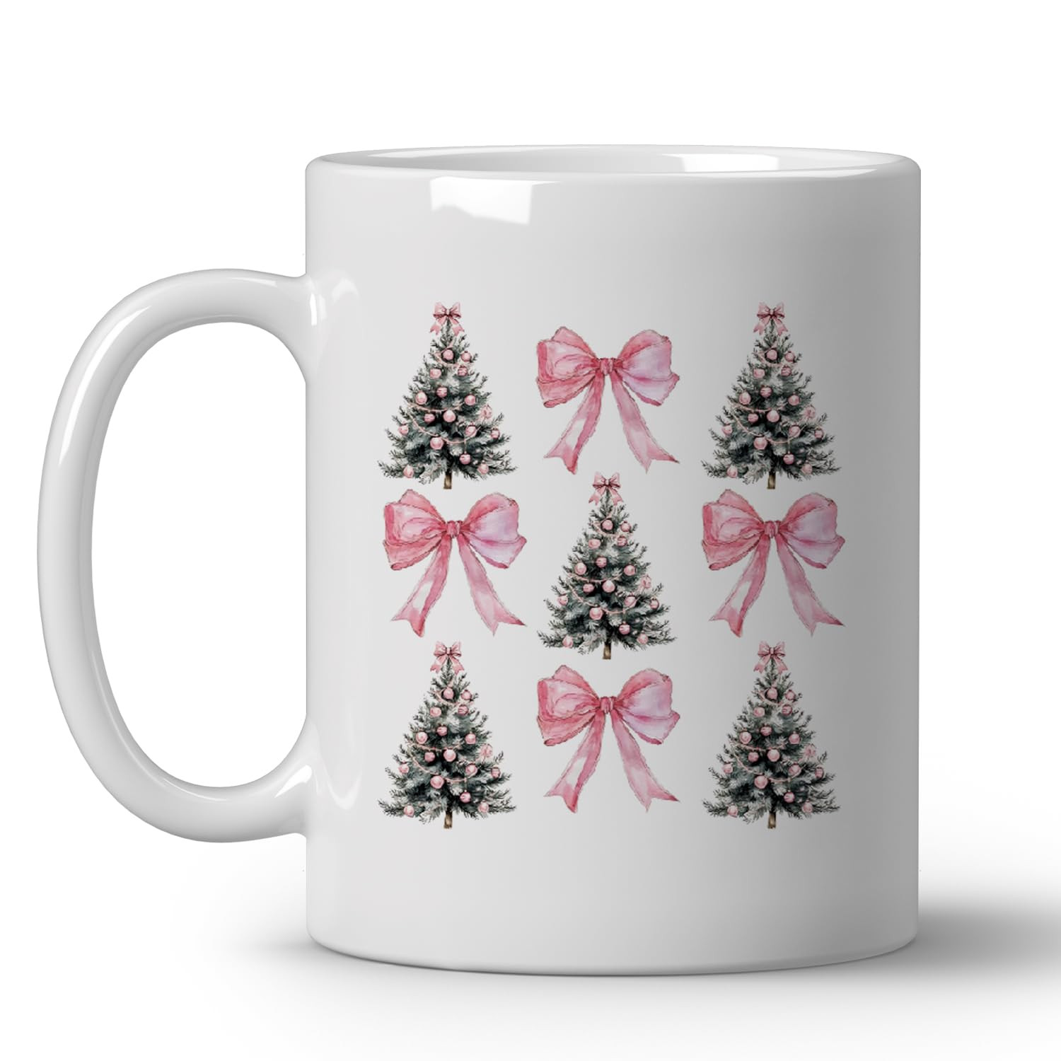 Coquette Pink Bow Christmas Tree Coffee Mugs, Merry Christmas Ceramic Coffee Mug, Pink Xmas Coffe... | Amazon (US)