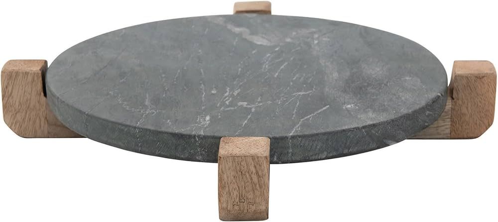 Bloomingville Marble Serving Board with Mango Wood Stand, Black & Natural Platter, 13", Grey | Amazon (US)