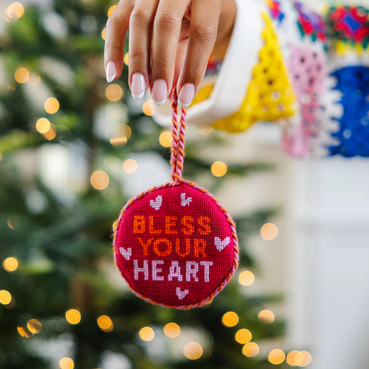 Furbish Studio Needlepoint Ornament - Bless your Heart | Furbish Studio