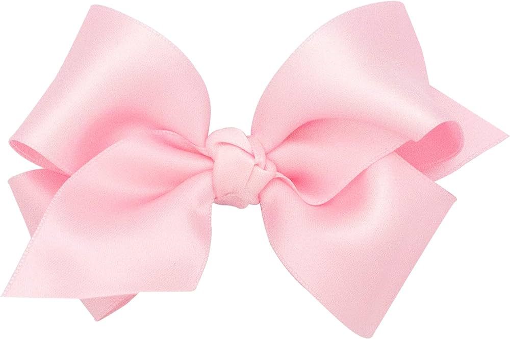 Wee Ones Girls' Classic French Satin Hair Bow on a WeeStay Clip with a Knot Wrap Center, Small, L... | Amazon (US)