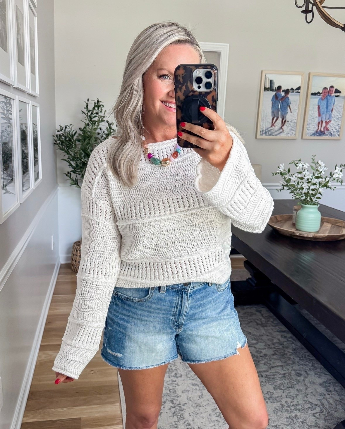 Bestseller! This lightweight sweater is one of those pieces you’ll keep reaching for all spring and summer. The open knit detail makes it perfect for cool mornings, beach trips, patio nights, or throwing on over a tank. Paired with denim shorts for an easy everyday look that feels cute without trying too hard.

lightweight sweater, spring outfit idea, summer sweater outfit, casual chic outfit, denim shorts outfit, neutral summer outfit, beach vacation outfit, everyday casual style, knit sweater outfit, white sweater outfit, easy summer style, comfy casual fashion, lovelylifestyling

#LTKootd #LTKmomlife #LTKSeasonal