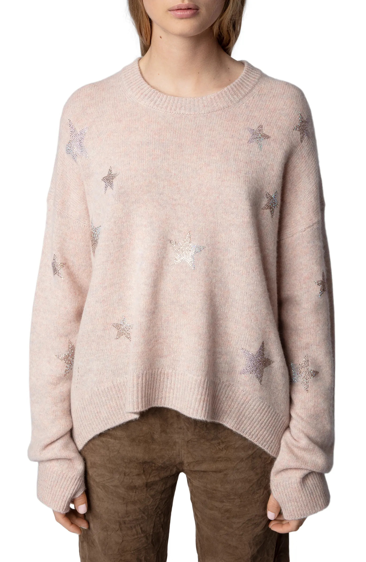 Zadig & Voltaire Markus Rhinestone Star Embellished Cashmere Sweater | Nordstrom | Nordstrom