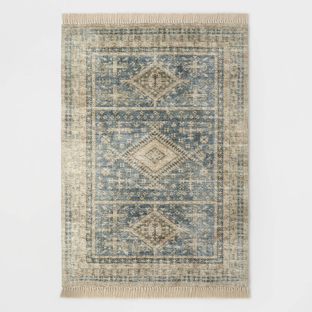 5'x7' Pine Brook Diamond Persian Style Rug Blue - Threshold™ designed with Studio McGee | Target