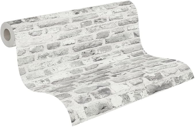 A.S. Création Wallpaper - Wallpaper in Gray and White Brick Design - Wallpaper for Various Space... | Amazon (US)