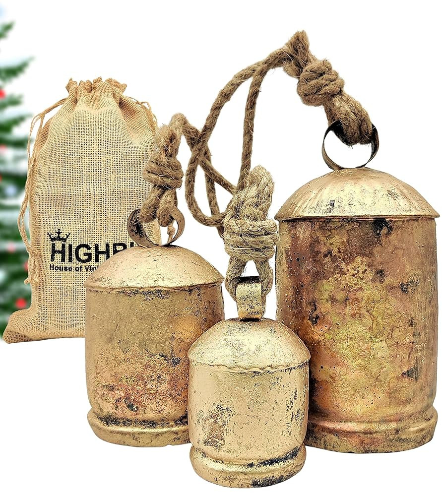 Amazon.com: HIGHBIX Set of 3 Giant Harmony Cow Bells Huge Vintage Handmade Rustic Lucky Christmas... | Amazon (US)
