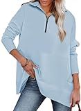 Dokotoo Women's Casual Oversized Half Zip Sweatshirts Long Sleeve Solid Color Pullover Jackets wi... | Amazon (US)