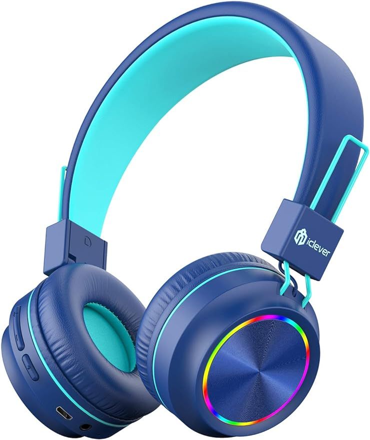 iClever BTH03 Kids Bluetooth Headphones Safe Volume, Colorful LED Lights, 25H Playtime, Stereo So... | Amazon (US)